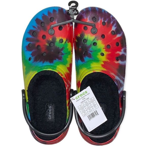 CROCS Other - NEW CROCS Classic Faux Fur Lined Tie Dye Clog Men’s Size 10 NEW RELEASE
